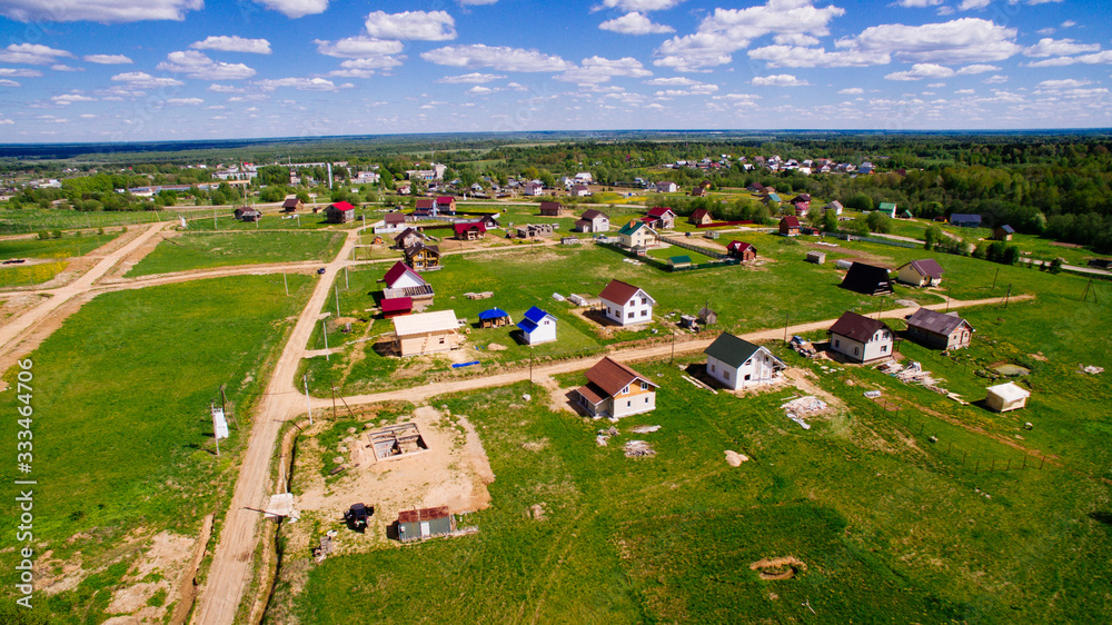 Naklejka premium village and roads from a bird's eye view