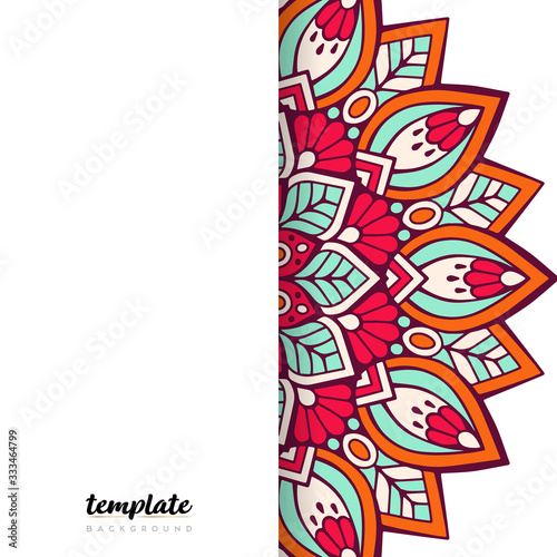 Mandala white background. Round floral ornament