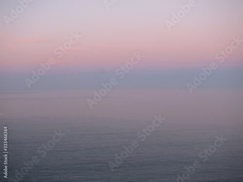 Mist on the sea at sunset