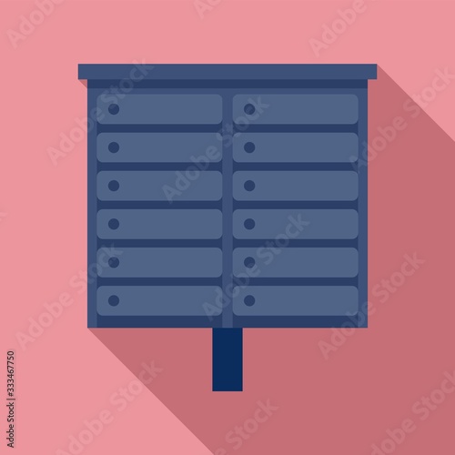 Apartment mailbox icon. Flat illustration of apartment mailbox vector icon for web design