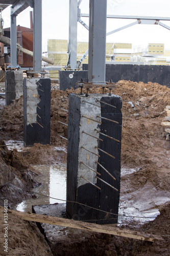 concrete pillars with rebar