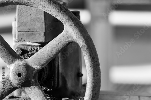 metal wheel used at a water pump photo