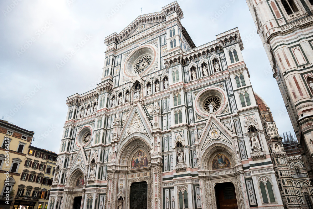 Architectural Sights of Cathedral of Santa Maria del Fiore (Duomo di Firenze) in Florence, Italy