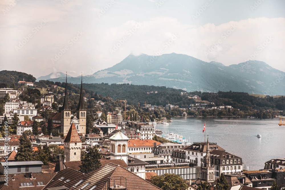 Fototapeta premium Swiss Mountain Town Lucern Switzerland 