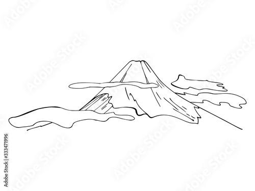 Mount Fuji isolated on a white background.
