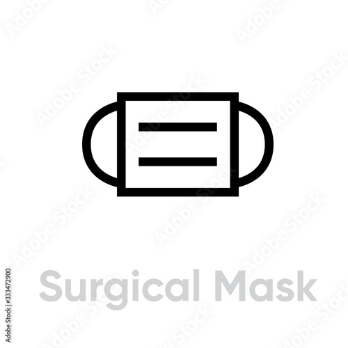 Surgical Mask Respirator icon. Editable line vector.