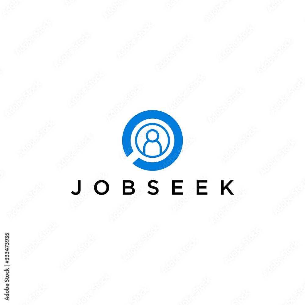 job seeker,job finder,recruitment logo design with magnifying glass concept vector illustration