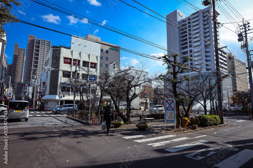 Okayama, Japan - January 06, 2020: City scape of the Small City streets
