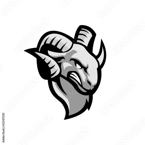 masculine angry horned goat head vector illustration design