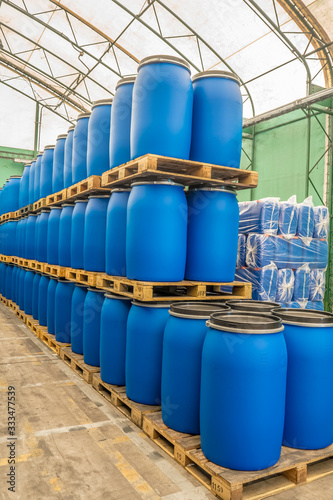 oil barrels or chemical drums stacked up