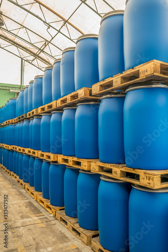oil barrels or chemical drums stacked up