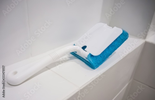 Cleaning brush in toilet
