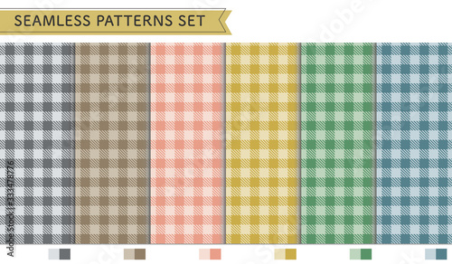 シームレス　ギンガムチェック　パターン　セット