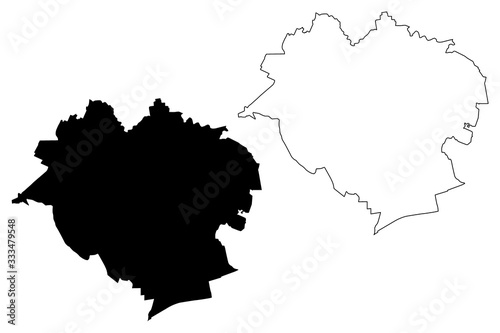 Olsztyn City  Republic of Poland  Warmian-Masurian Voivodeship  map vector illustration  scribble sketch City of Olsztyn map