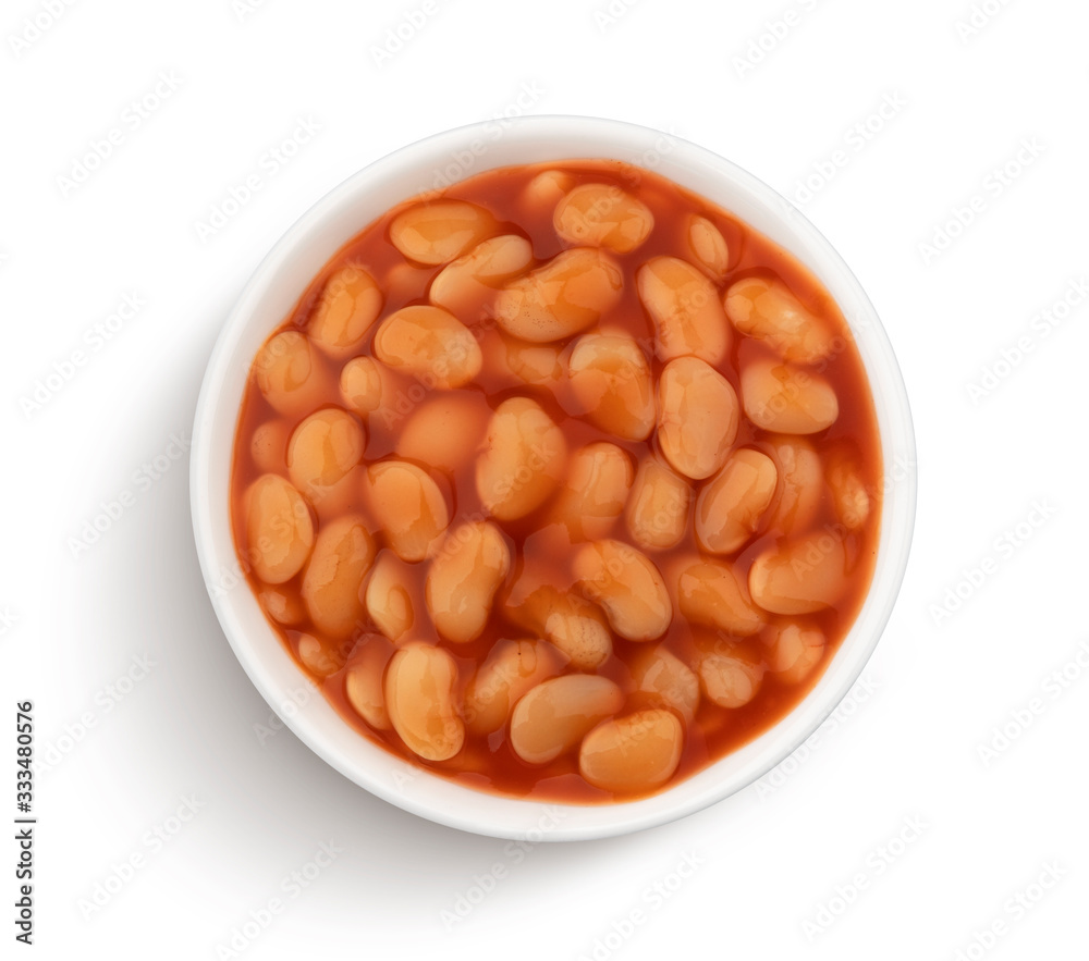 Baked beans in tomato sauce isolated on white background Baked beans in tomato sauce isolated on white background