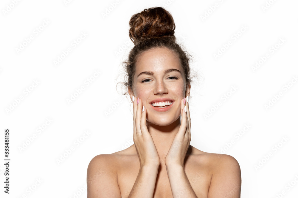 Happy smiling girl with perfect fresh clean skin and beautiful face. Happy smiling girl with perfect fresh clean skin and beautiful face.