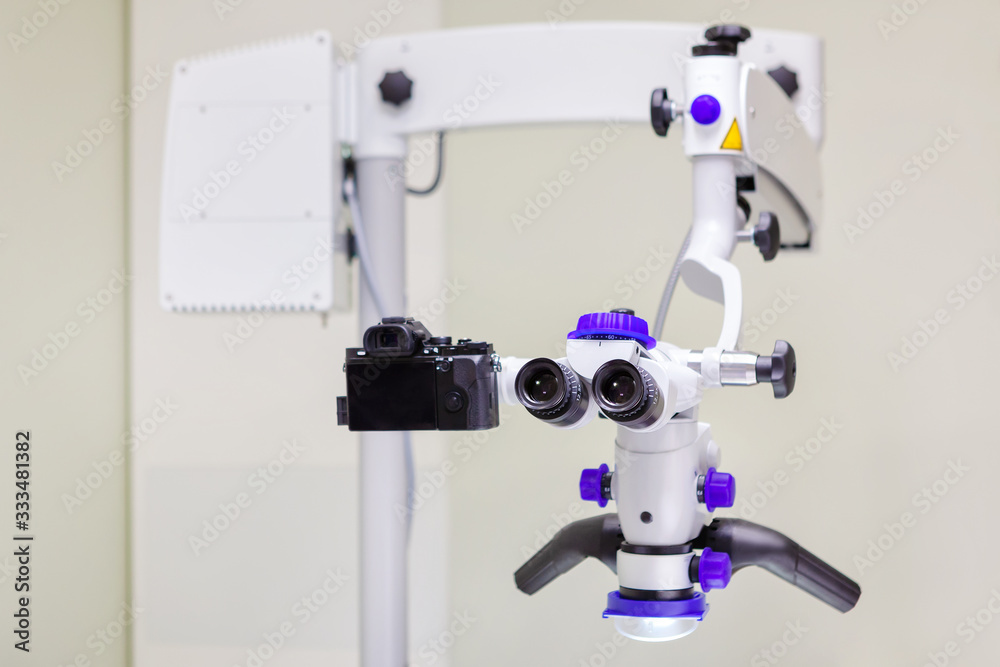Close up of dental microscope. Close up of dental microscope.