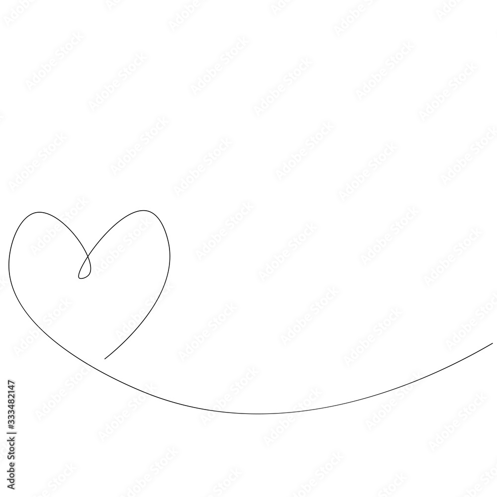 Love heart continuous line drawing. Vector illustration.