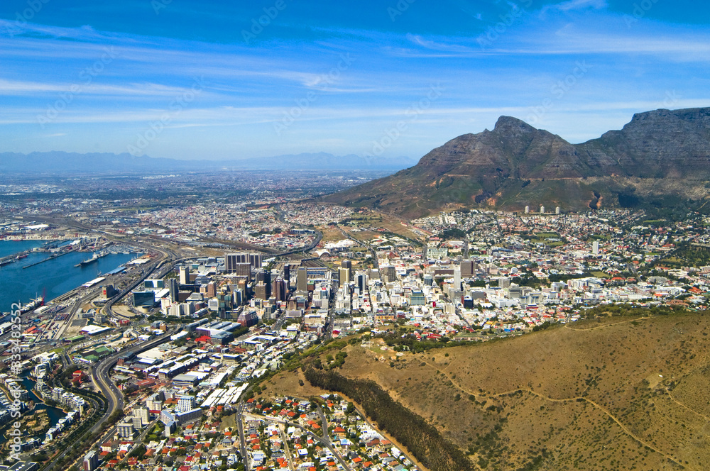 Cape Town and Table Mountain aerial view