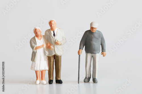 doll old man and family people concept on white background people lifestyle, life in retirement to be the happiest