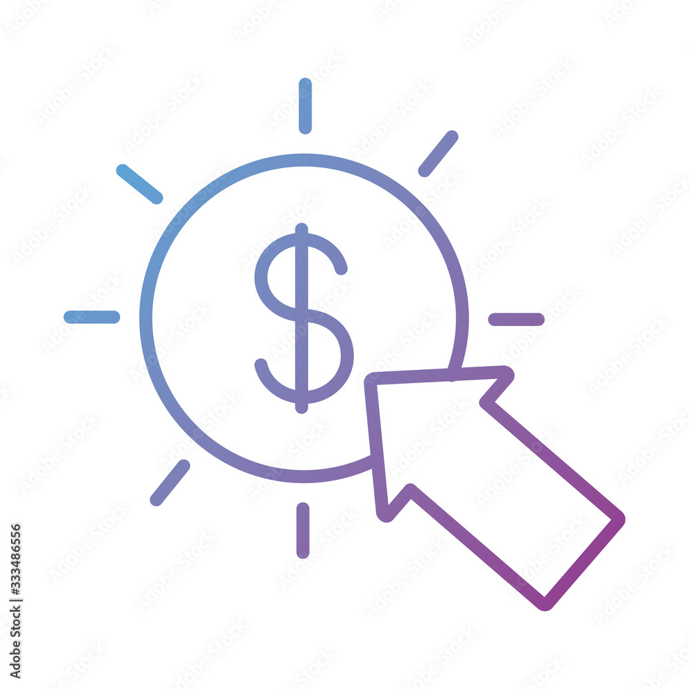 coin with arrow cursor payment online line degradient style coin with arrow cursor payment online line degradient style