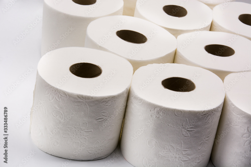 Full toilet paper rolls isolated on white background Full toilet paper rolls isolated on white background