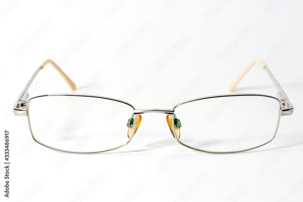 Glasses on isolated white Optic glasses. close up Glasses on isolated white Optic glasses. close up