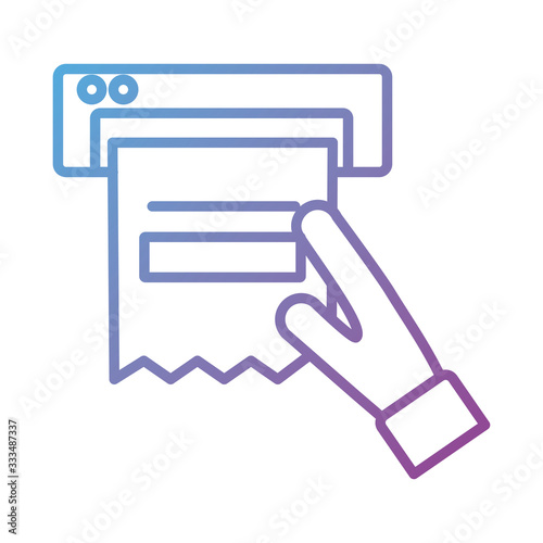 hand with paper receipt Payment online line degradient style