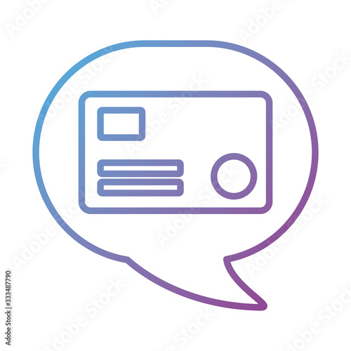 credit card in speech bubble payment online line degradient style