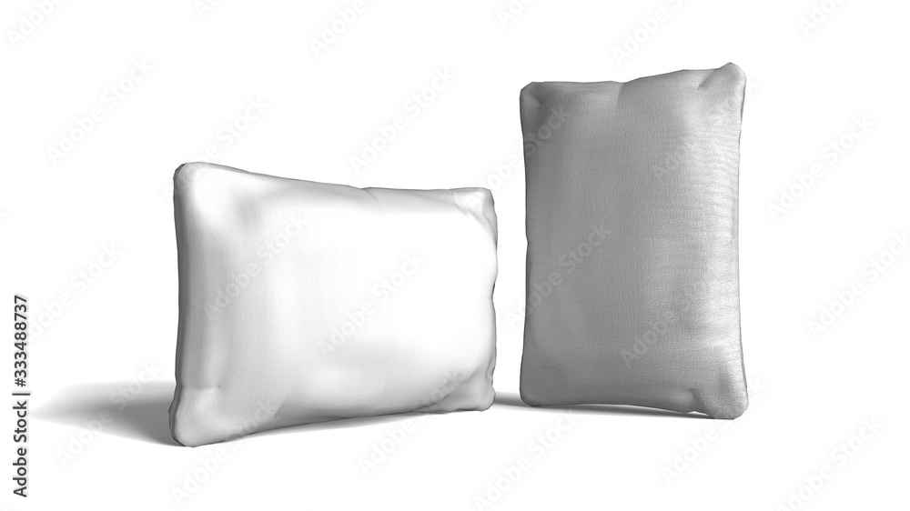 Pillow on white background. Isolated. 3D rendering. Pillow on white background. Isolated. 3D rendering.