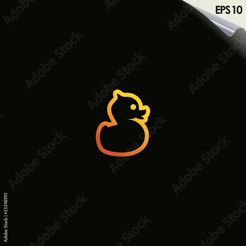 Line Of Duck Logo Design With Luxury Gold Colour. Duck Logo Template. Modern Design. Flat Logo. Vector Illustration