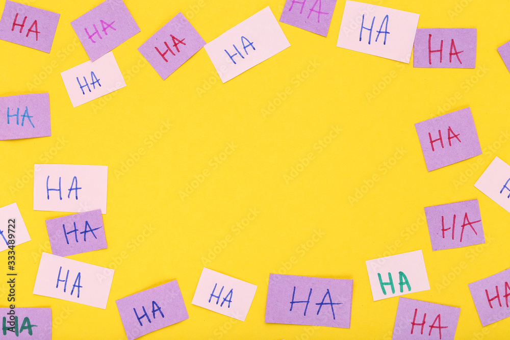 Text April Fool's Day on yellow background Text April Fool's Day on yellow background