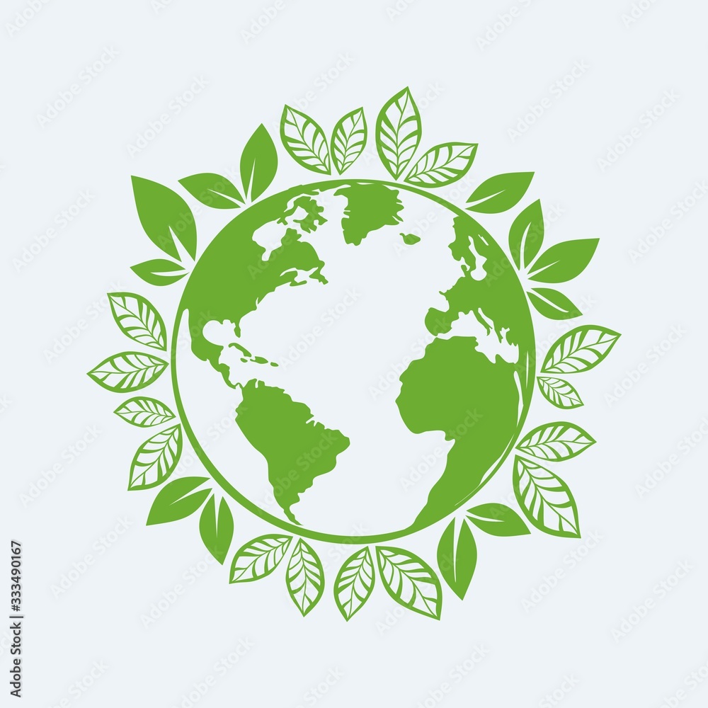 Planet earth with plants