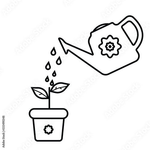 watering plant icon  seed growth  agriculture garden  horticulture  thin line web symbol on white background - editable stroke vector illustration eps10