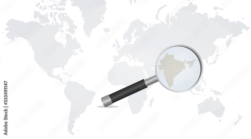 India map in magnifying glass. vector illustration India map in magnifying glass. vector illustration
