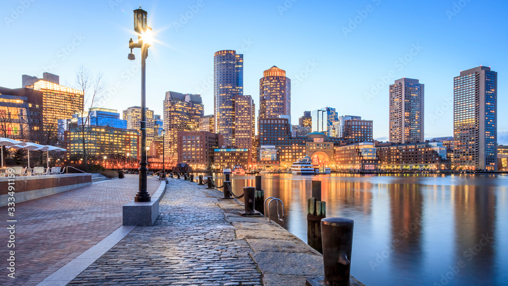 Obraz premium Boston Harbor and Financial District