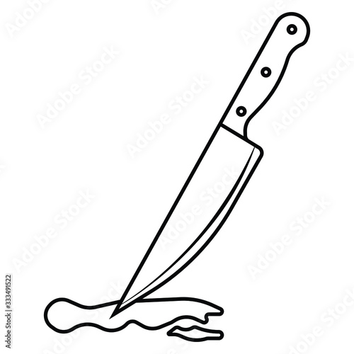 Knife with blood drop vector icon