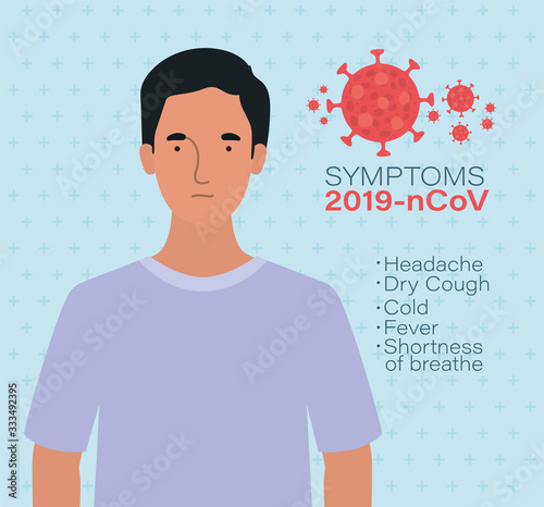 Avatar man with covid 19 virus coughing vector design