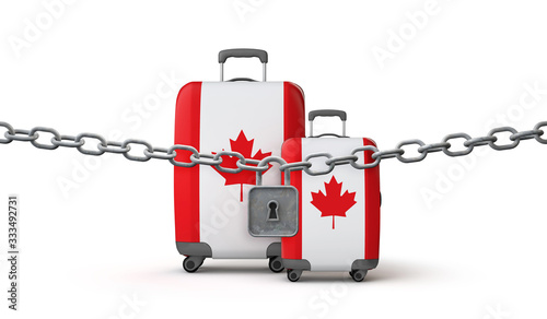 Photos Canada lockdown travel restrictions concept. 3D Render