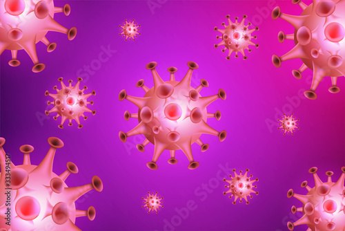 Covid 19 virus design in bright pink. A deadly virus outbreak from China or often called the corona virus