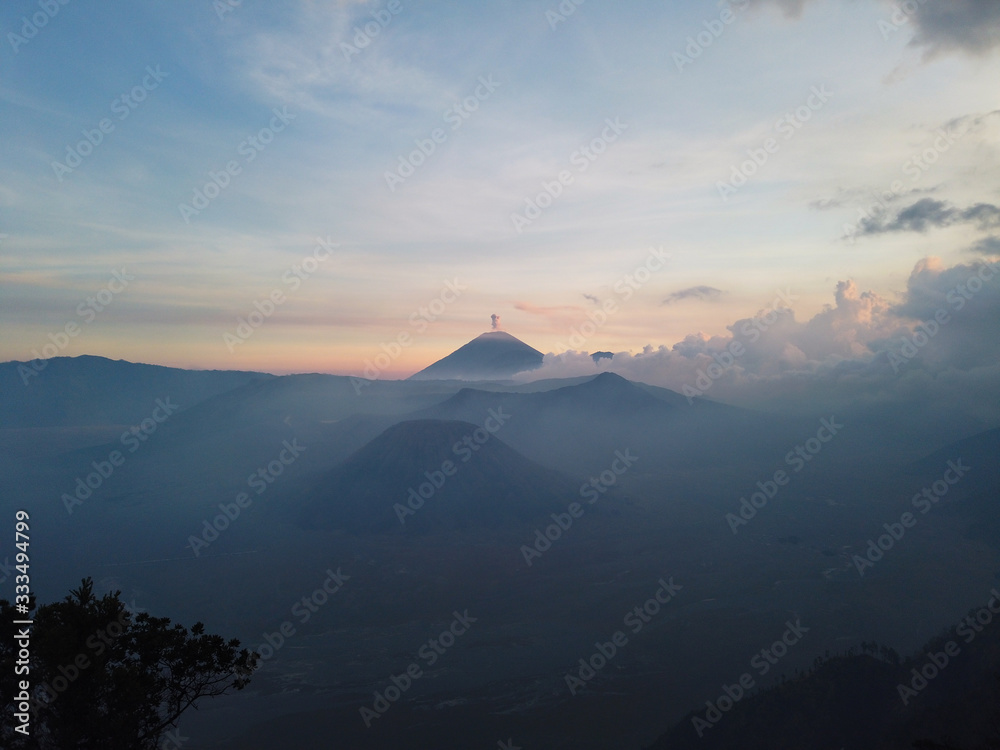 Beautiful sunrise at Mount Bromo view point