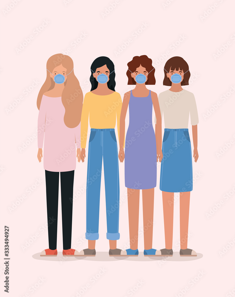 Fototapeta premium Avatar women with masks vector design