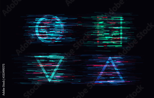 Glitch vector frame. Symbol of cyberpunk, hacker attack. Modern design, technological error. Texture and effect for your design.