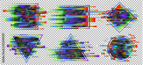 Glitch vector frame. Symbol of cyberpunk, hacker attack. Modern design, technological error. Texture and effect for your design.