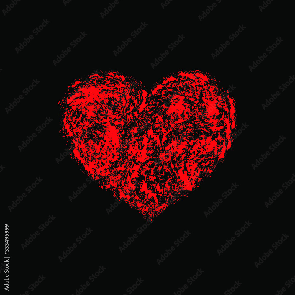 heart red painted logo, hand drawn icons. Grunge love symbol. Modern design. Valentine's Day, 8 march sign. Magma style. Fashion print for clothes, cards, picture banner for websites. Vector 