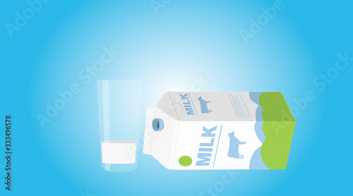 Vector Isolated Illustration of an Empty Milk Box and an Emplty Milk glass