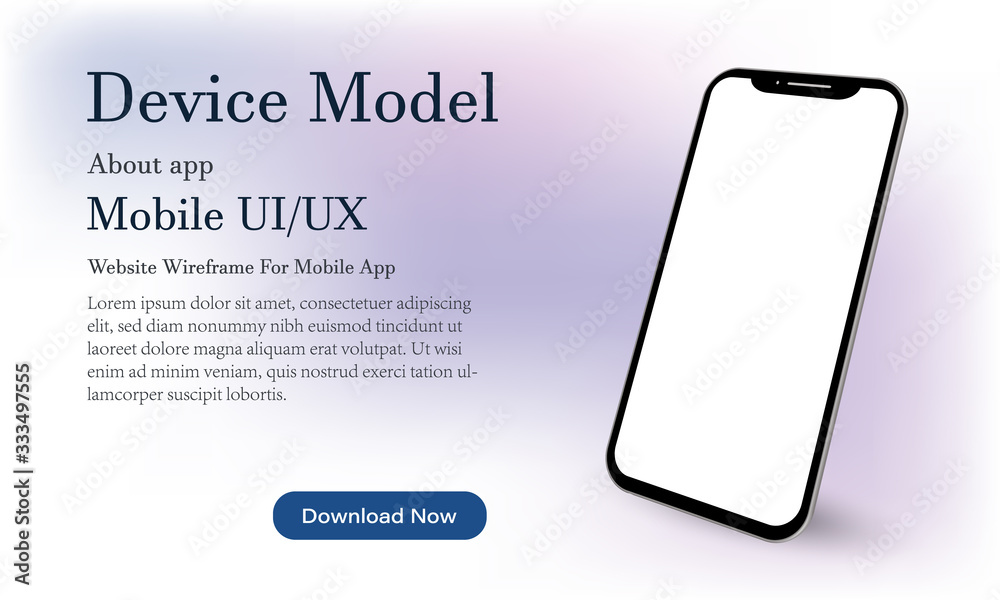 Phone mock up in rotated position on background in seasoned colors. 3d isometric mobile model for presentation, UI/UX app, template device. Vector illustration.