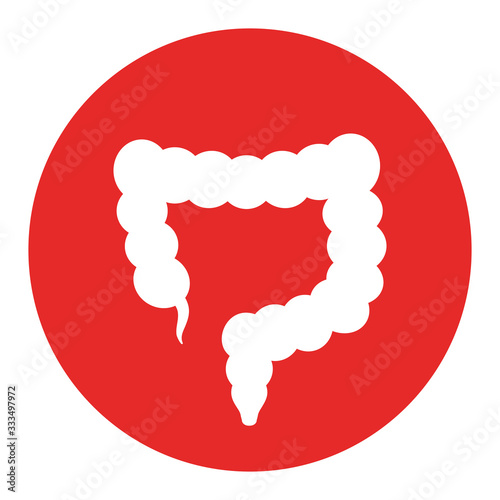 Gastroenterology icon with human colon photo