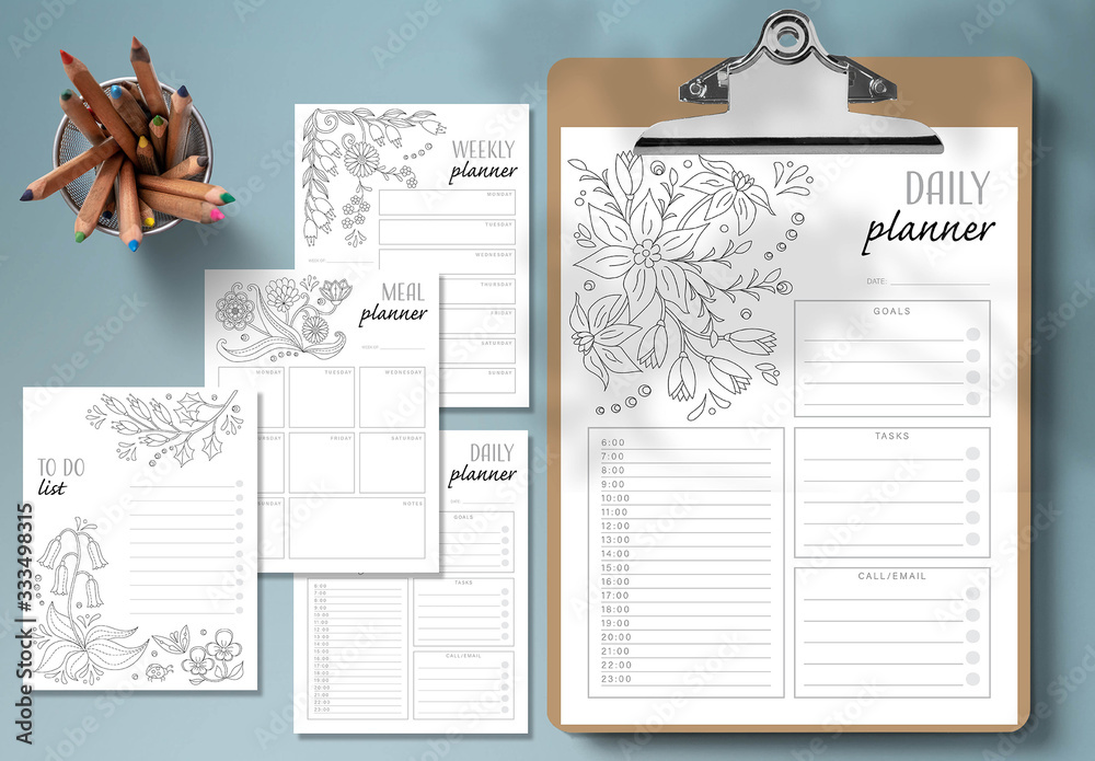 Coloring Planner Layout Stock Template | Adobe Stock