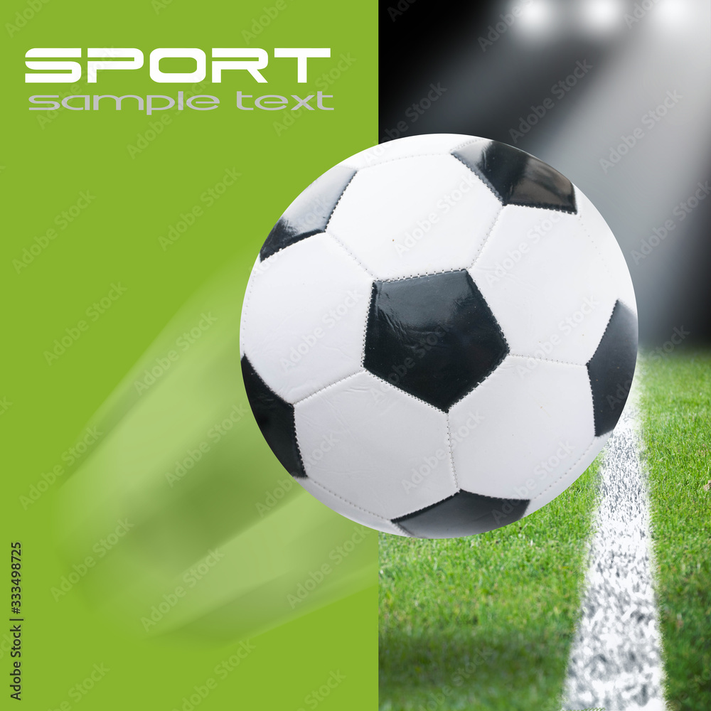 Obraz premium Soccer ball on green stadium